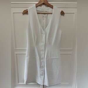 Abercrombie White Sleeveless Button-Down Vest Dress